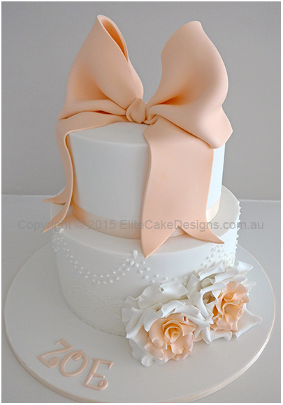 Classic Roses Christening Cake for a baby girl